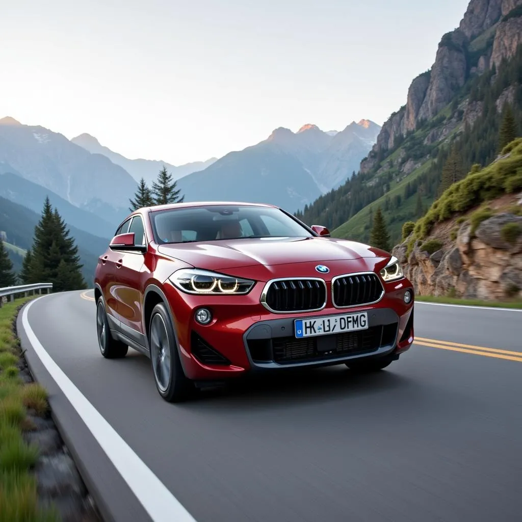 BMW X2 Conduite sur Route de Montagne