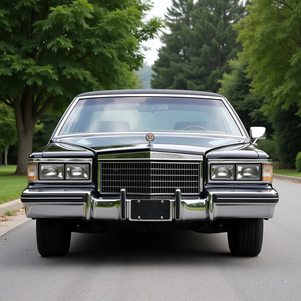 Vue extérieure d'une Cadillac Brougham classique