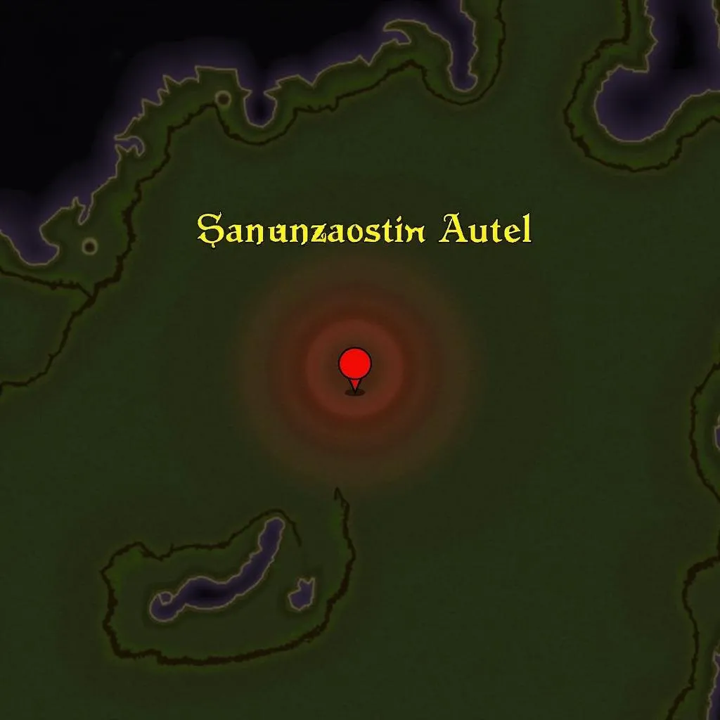 Carte du monde de World of Warcraft avec marqueur d'emplacement pour l'autel des chamans