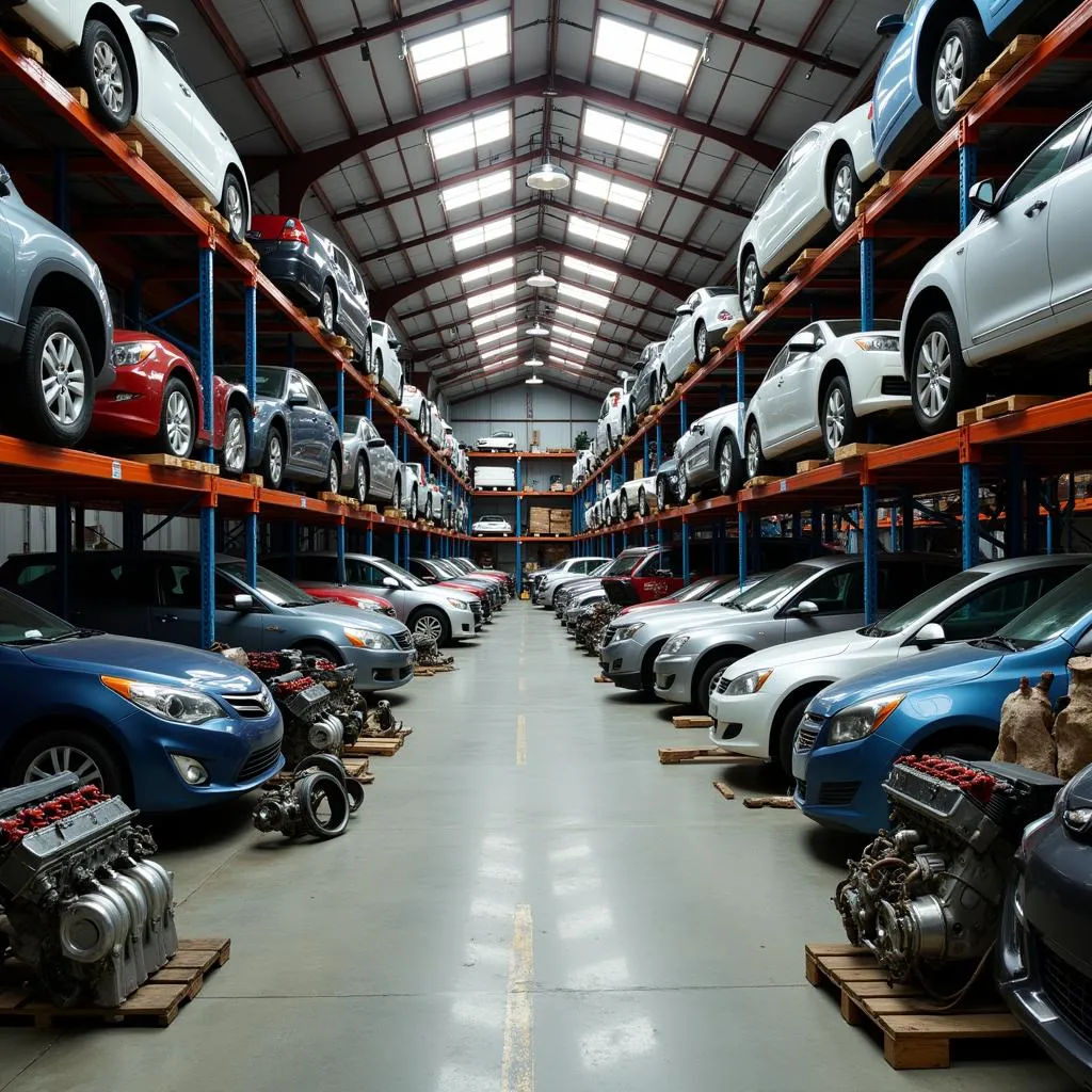 Pièces détachées dans une casse automobile