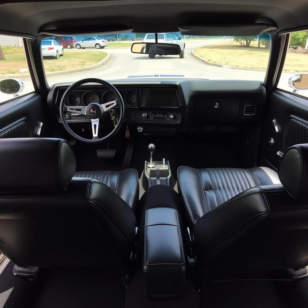 Intérieur classique d'une muscle car Chevrolet Chevelle 71