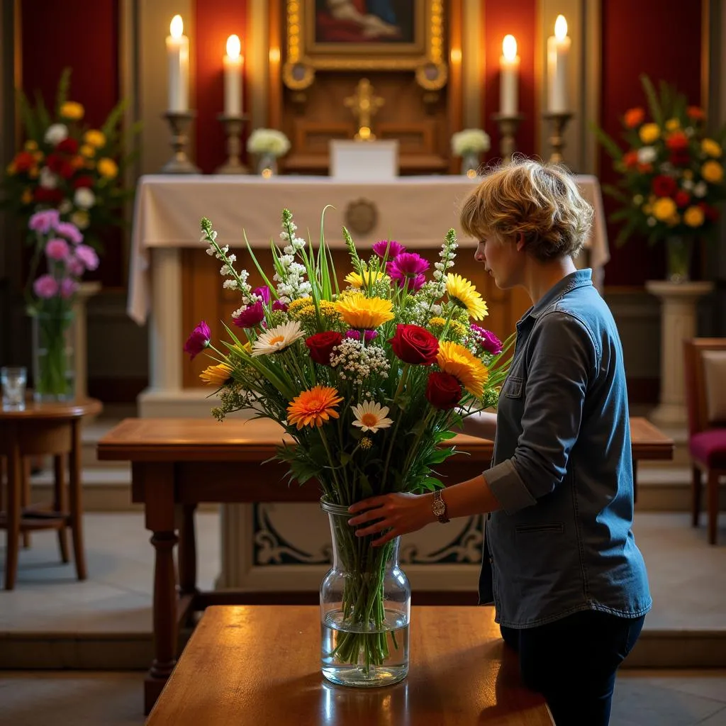 Choix de fleurs pour un autel d'église