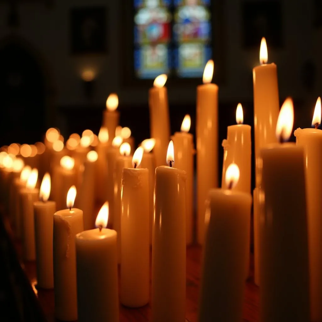 Cierges au-dessus d'un autel d'église, symbole de spiritualité