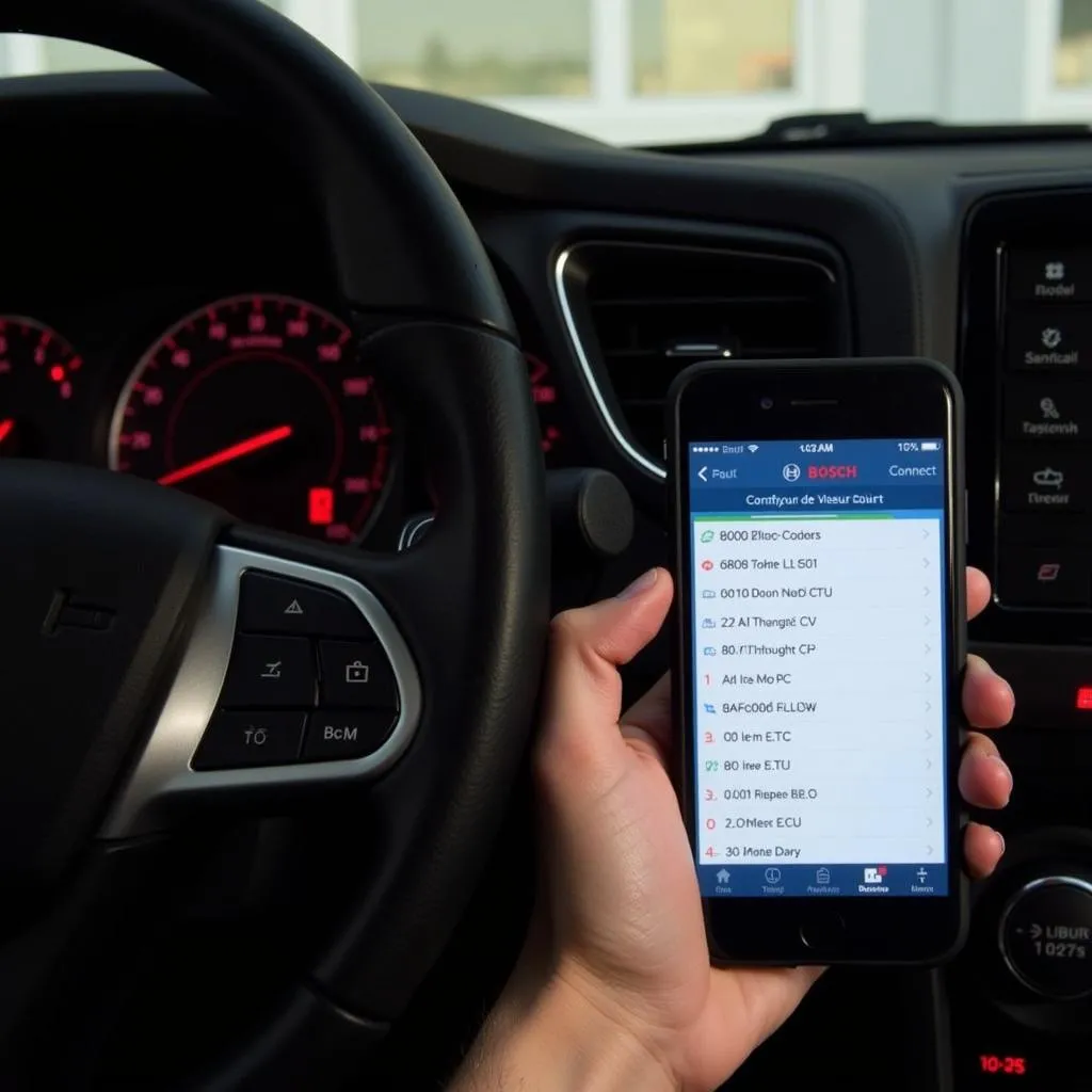 Affichage des codes d'erreur OBD2 sur l'application Bosch CodeConnect