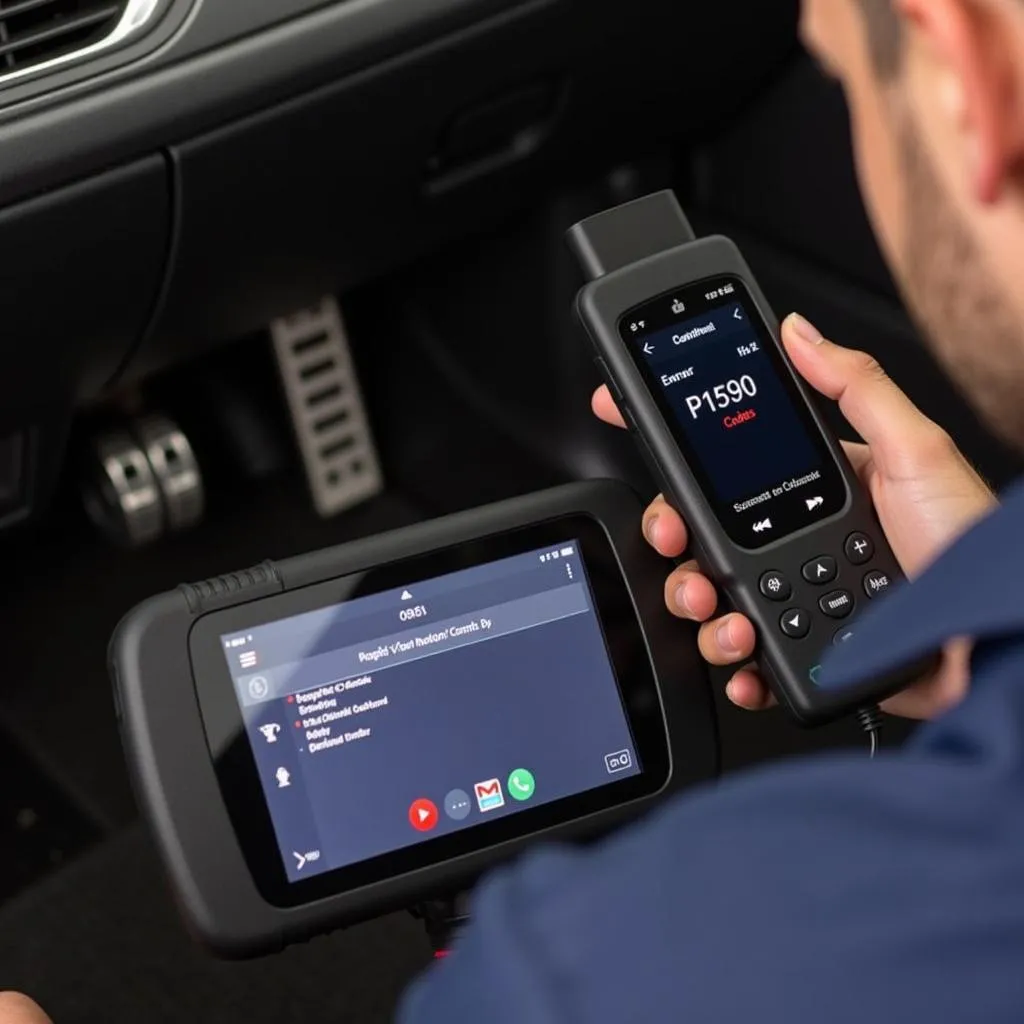 Outil de diagnostic OBD-II connecté à un Mitsubishi Outlander