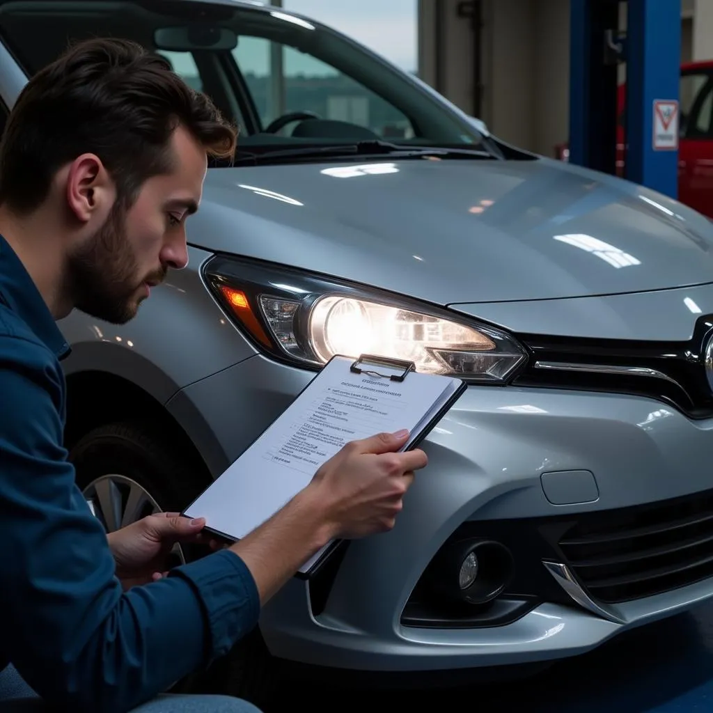 Contrôle avant le contrôle technique avec une liste de vérification