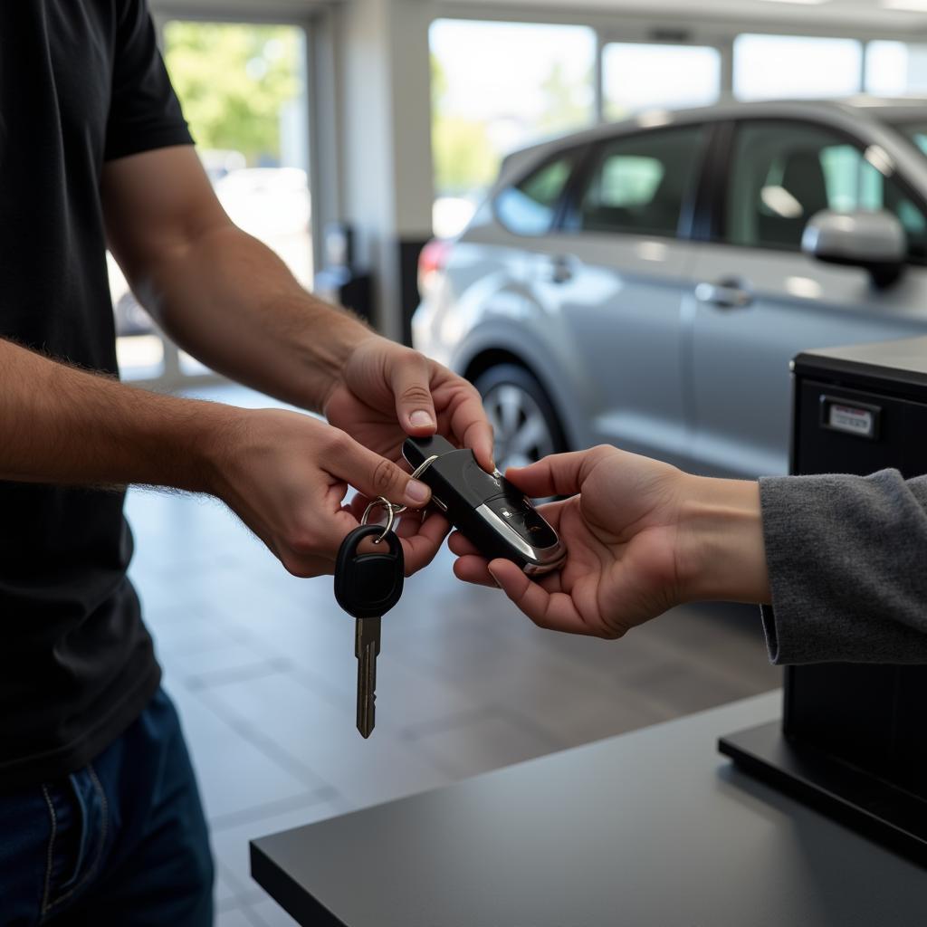 Coupe de clé de voiture chez un concessionnaire