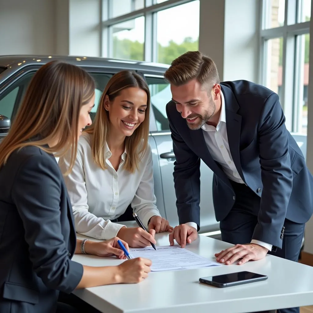 Couple heureux achetant une nouvelle voiture