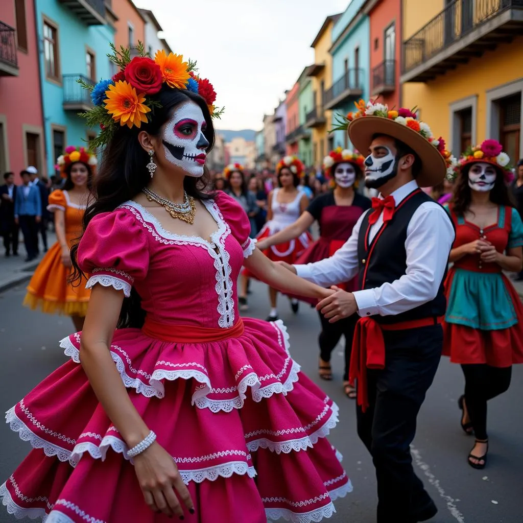 Danse traditionnelle lors de la Fête des Morts au Mexique