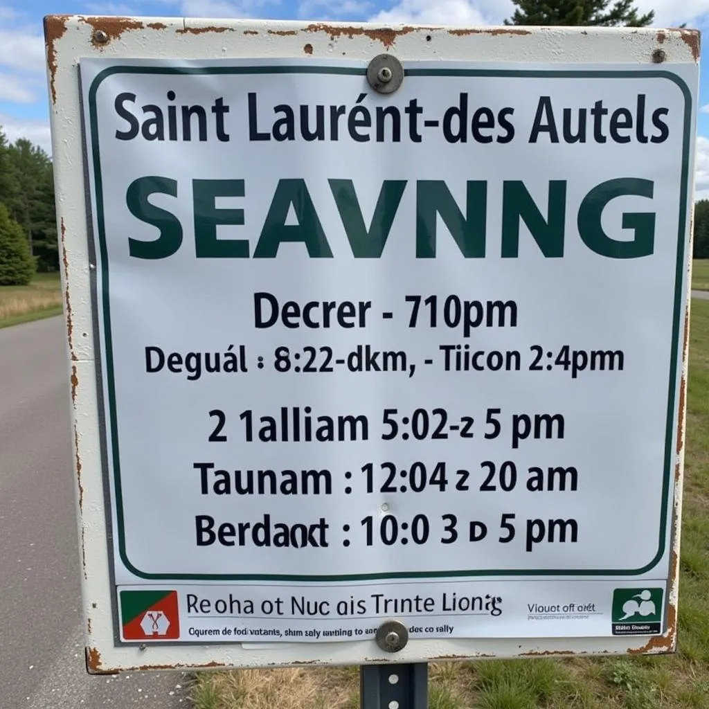 Panneau d'affichage des horaires de la déchèterie