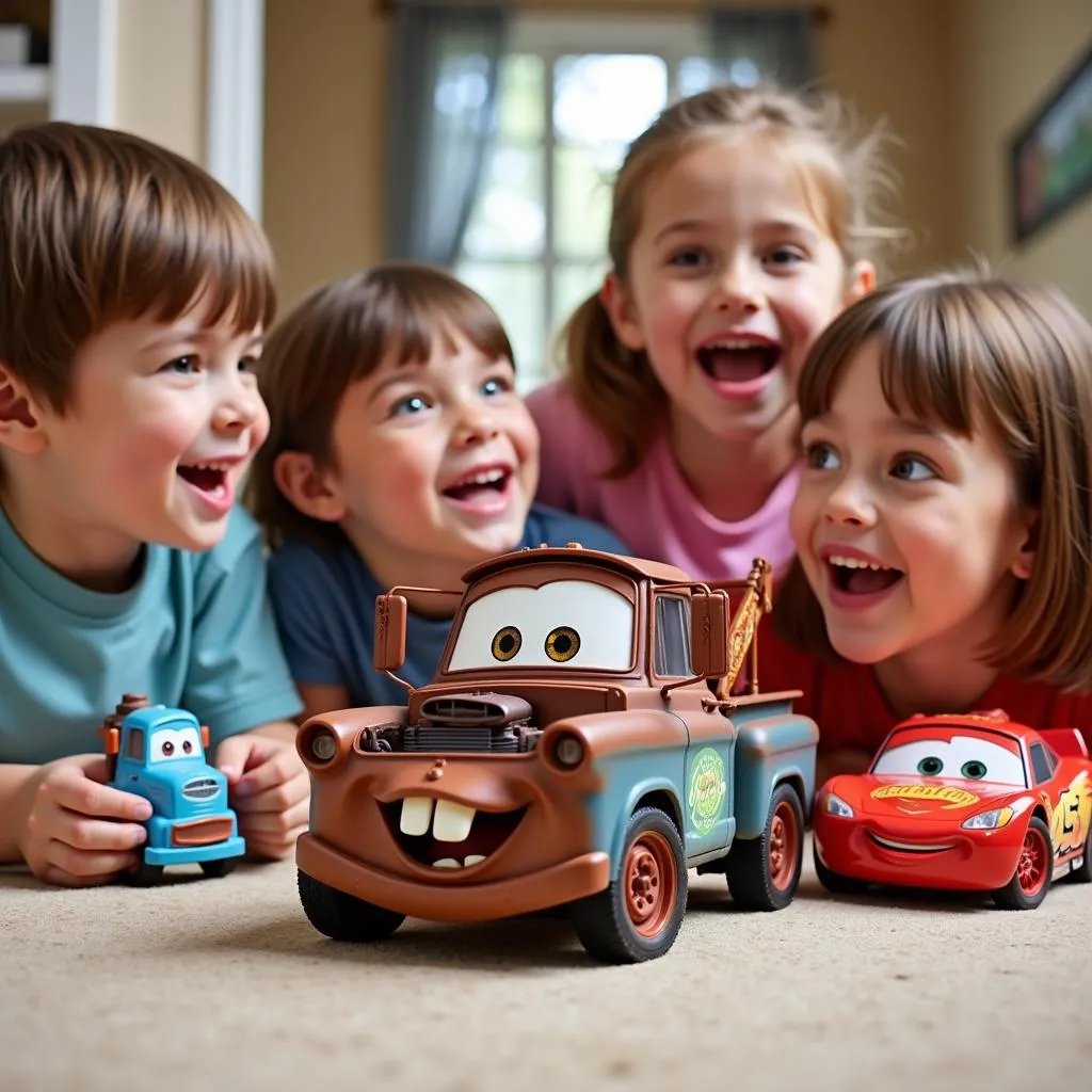 Enfants jouant avec des voitures Cars 2 Mater