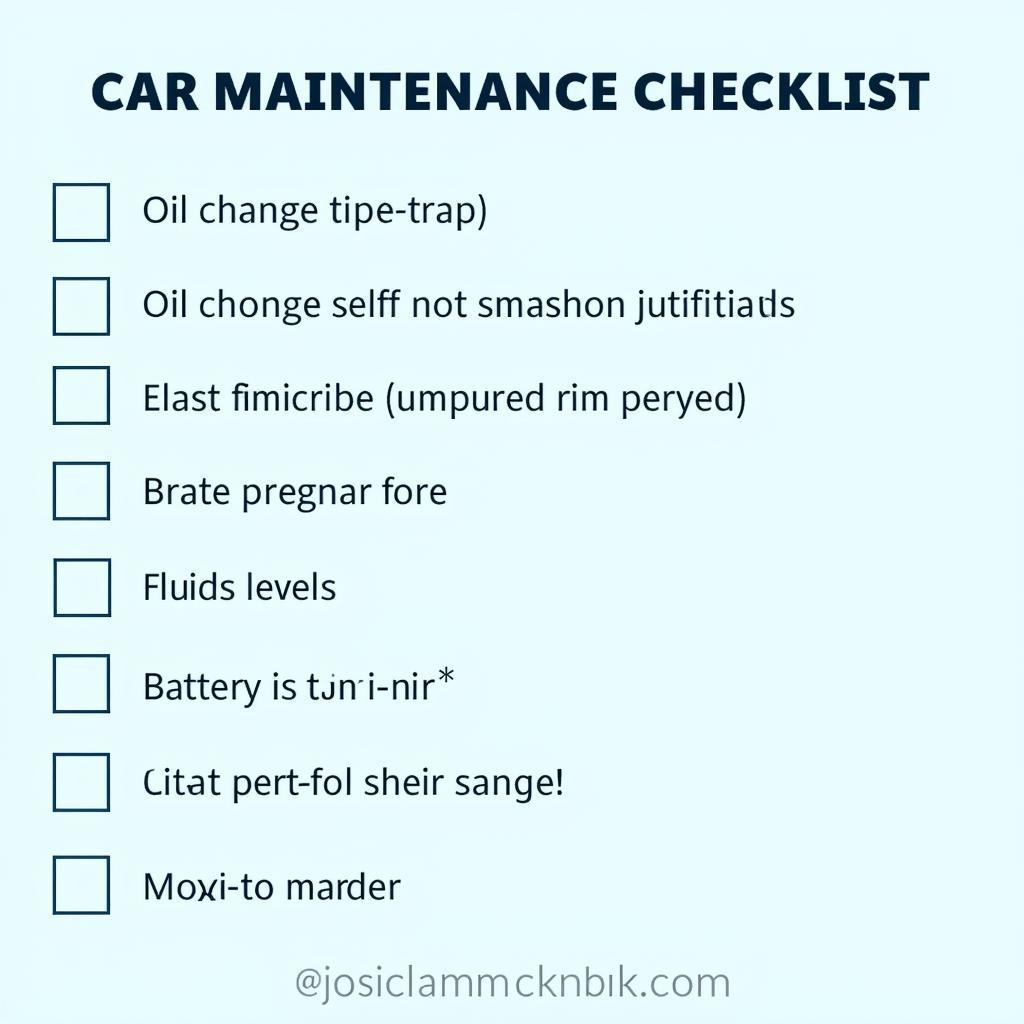 Liste de vérification d'entretien de voiture