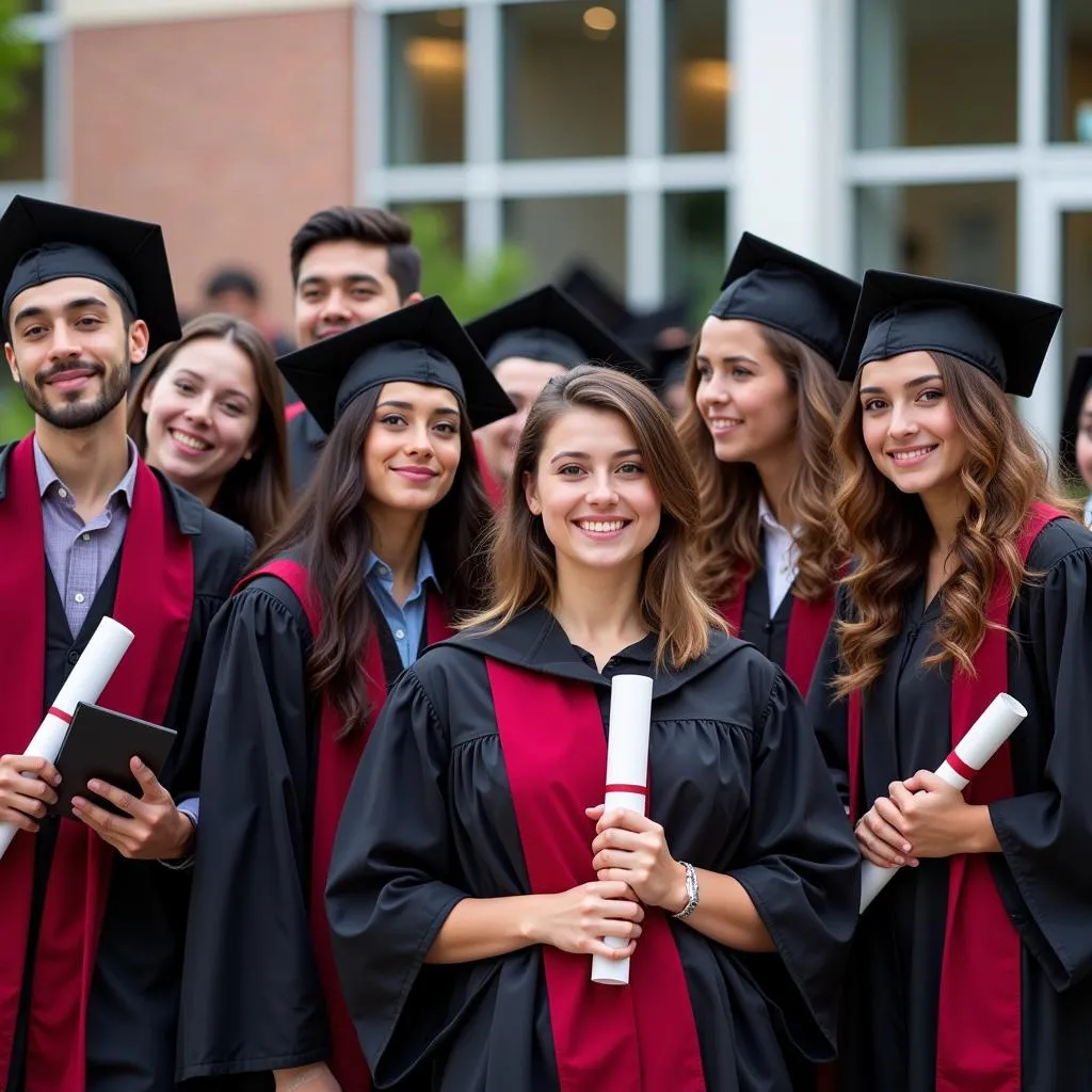 Étudiants du penta career center célébrant leur réussite