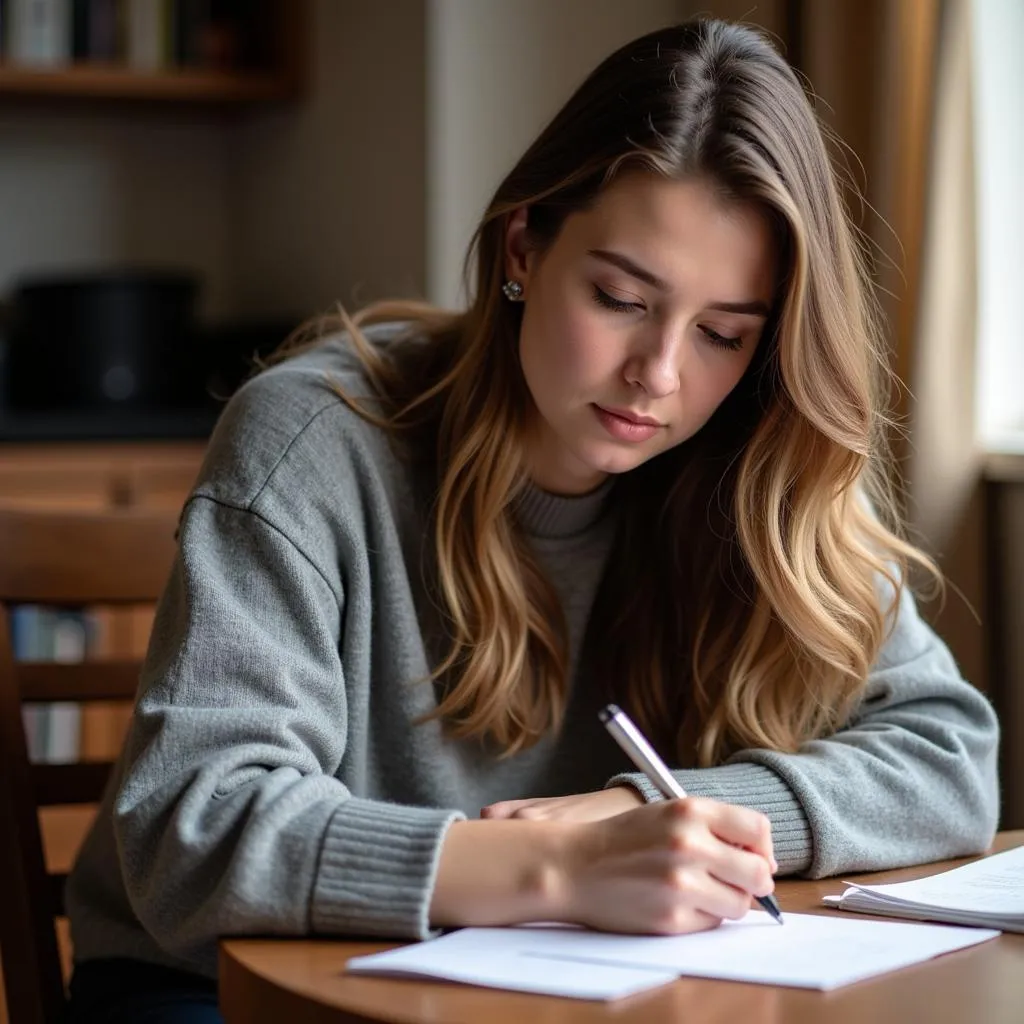 Femme écrivant une lettre à un détenu