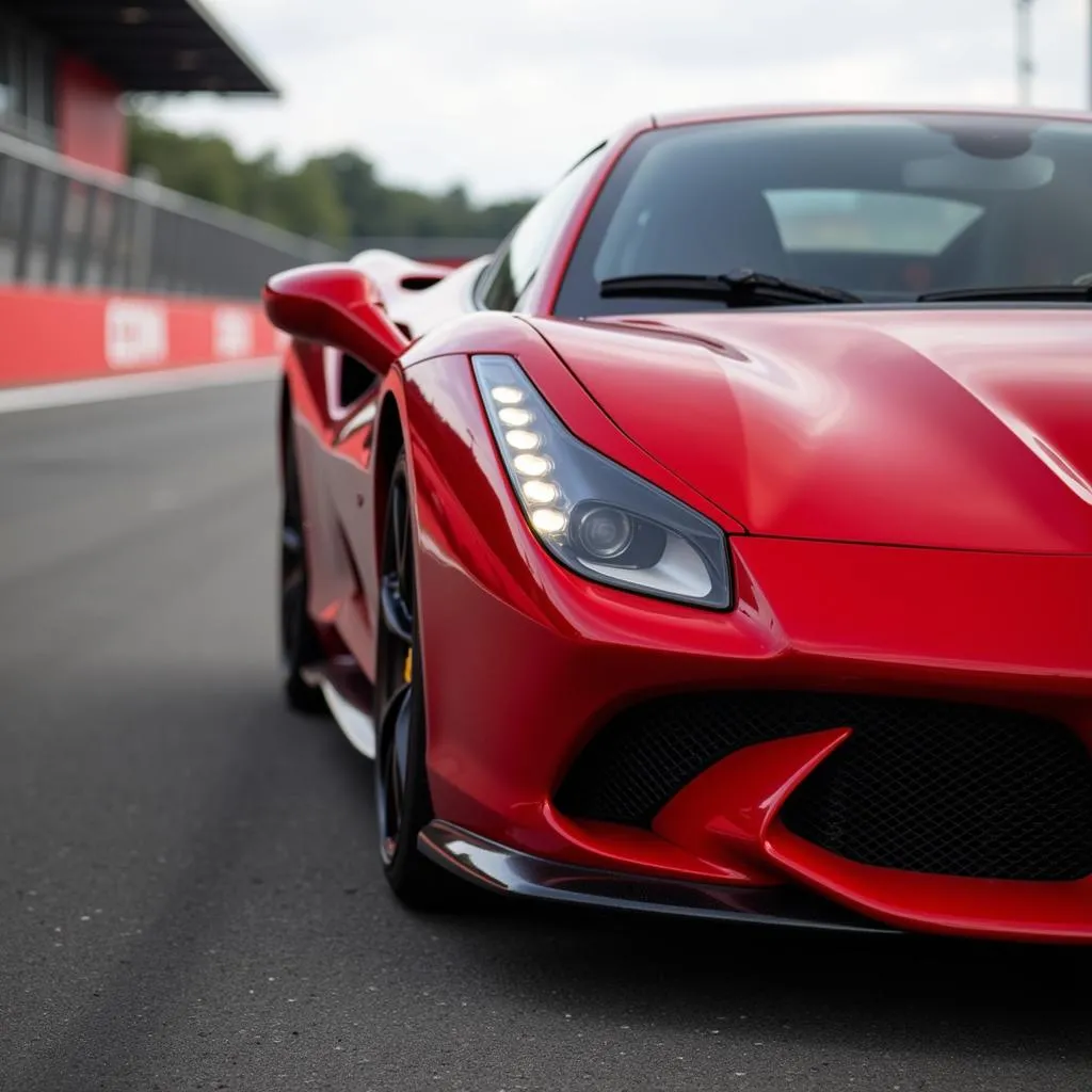 Ferrari F8 Tributo rouge vif sur circuit