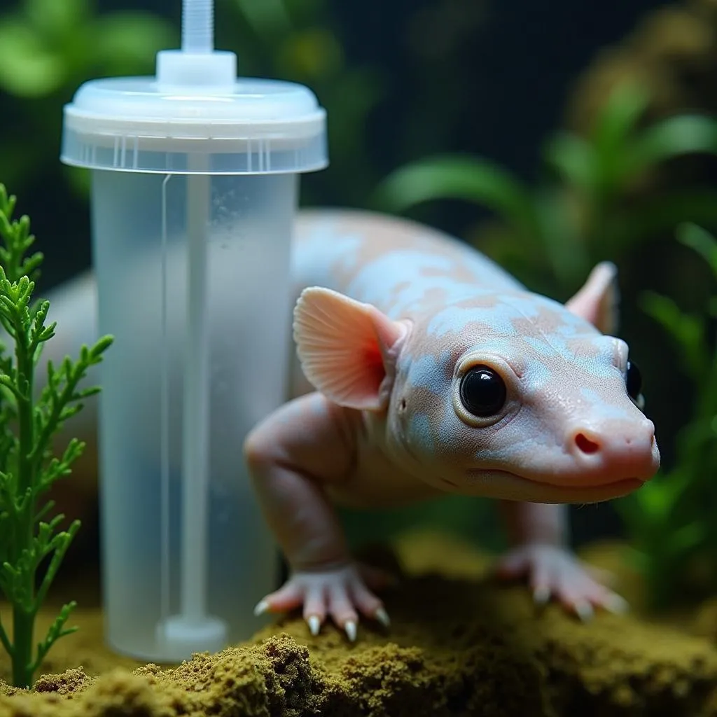 Système de filtration pour aquarium d'axolotl