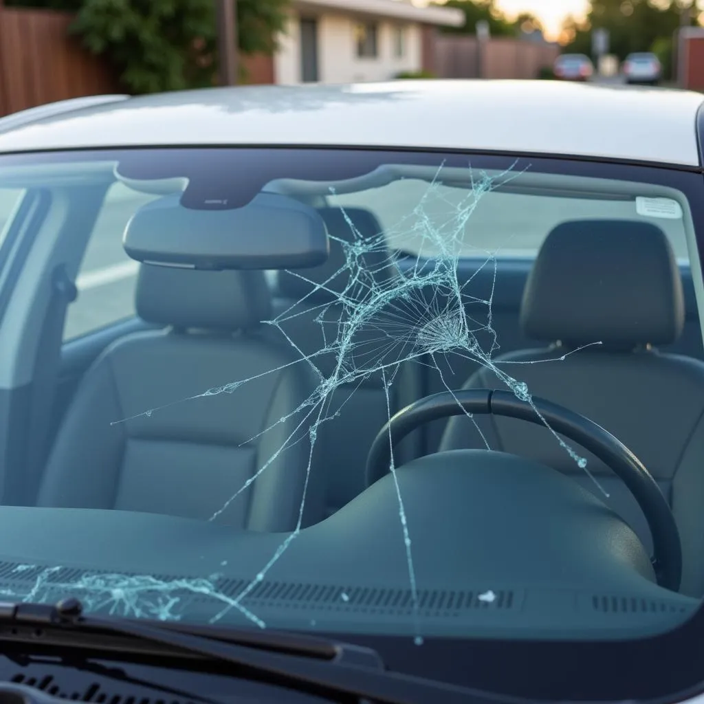 Fissure sur un pare-brise de voiture