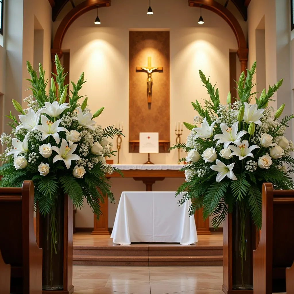 Fleurs pour un autel de mariage à l'église : la symbolique