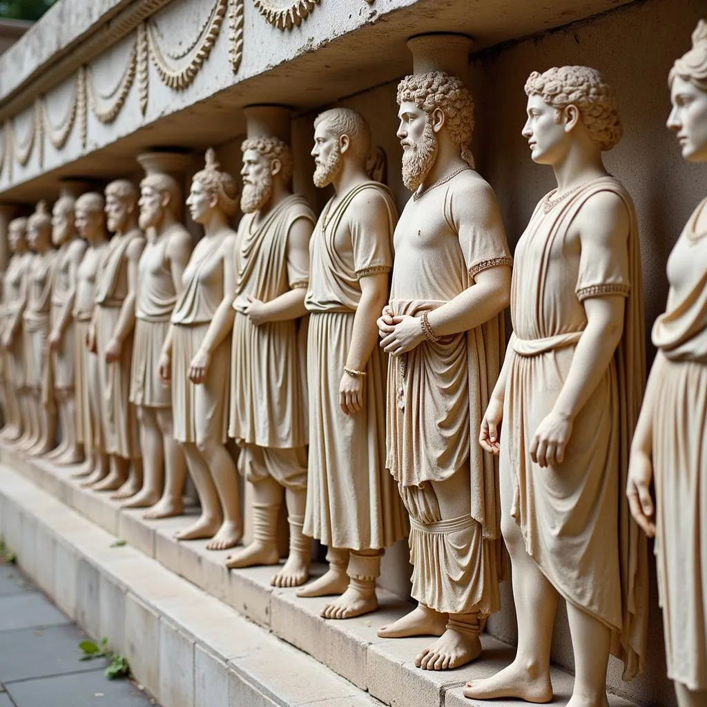 Détail de la frise de la procession de la famille impériale sur l'Ara Pacis