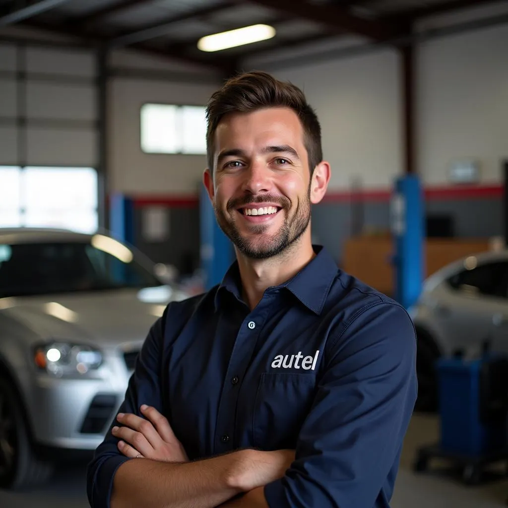 Garage automobile satisfait d'Autel Payroll Services