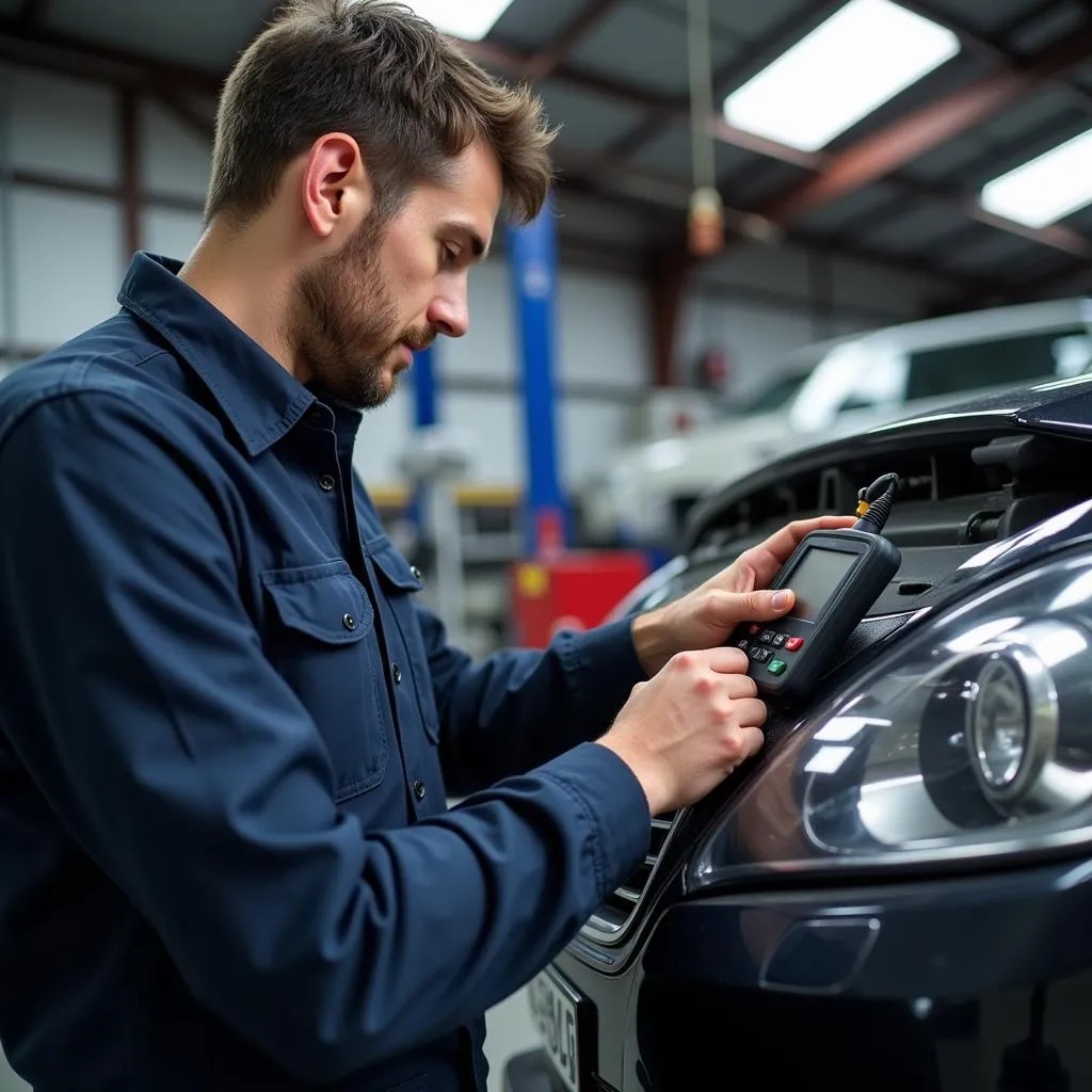 Garage automobile avec équipement de diagnostic