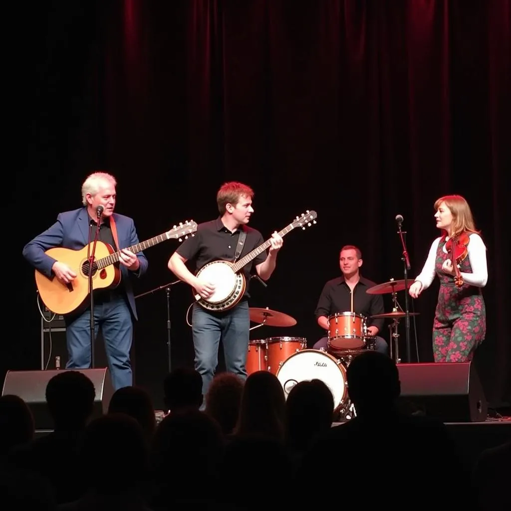 Groupe de musique country jouant live sur scène