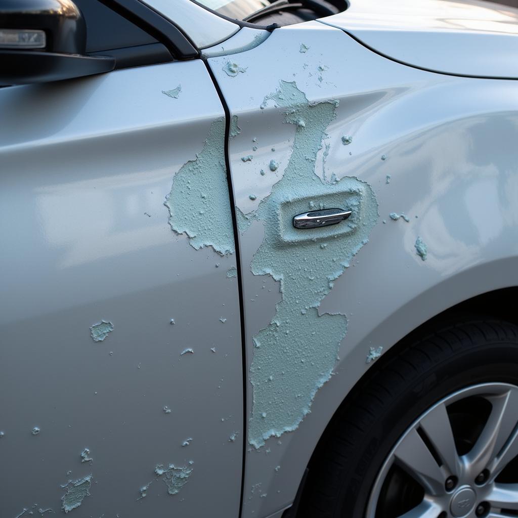 Dommages causés par la grêle sur une voiture