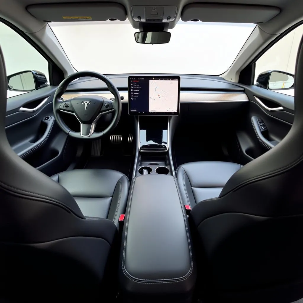 Intérieur spacieux et moderne d'une voiture Tesla Model X