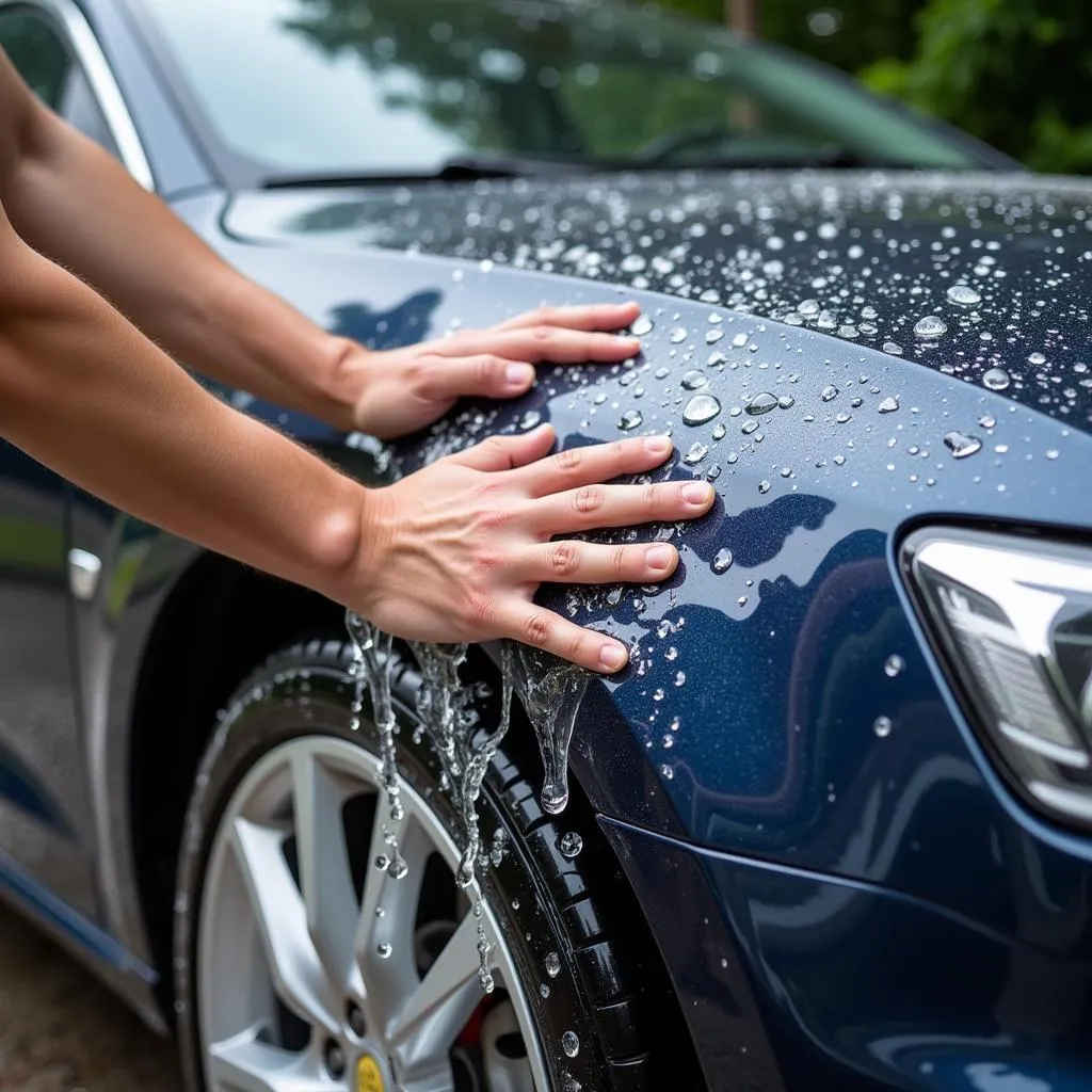 Lavage d'une voiture avec protection céramique