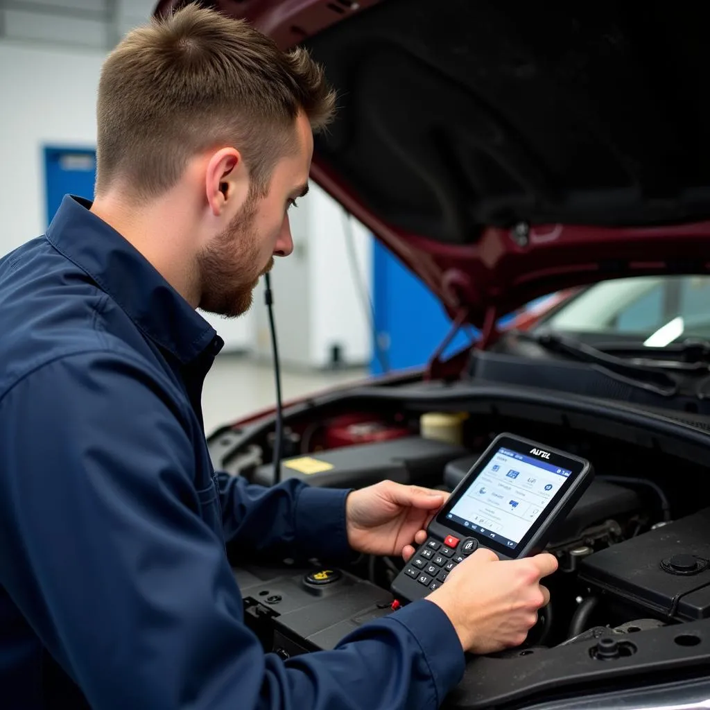 Mécanicien utilisant un outil Autel