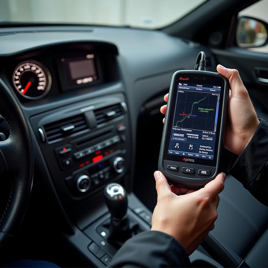 Mécanicien diagnostiquant une CLK320 avec un outil OBD