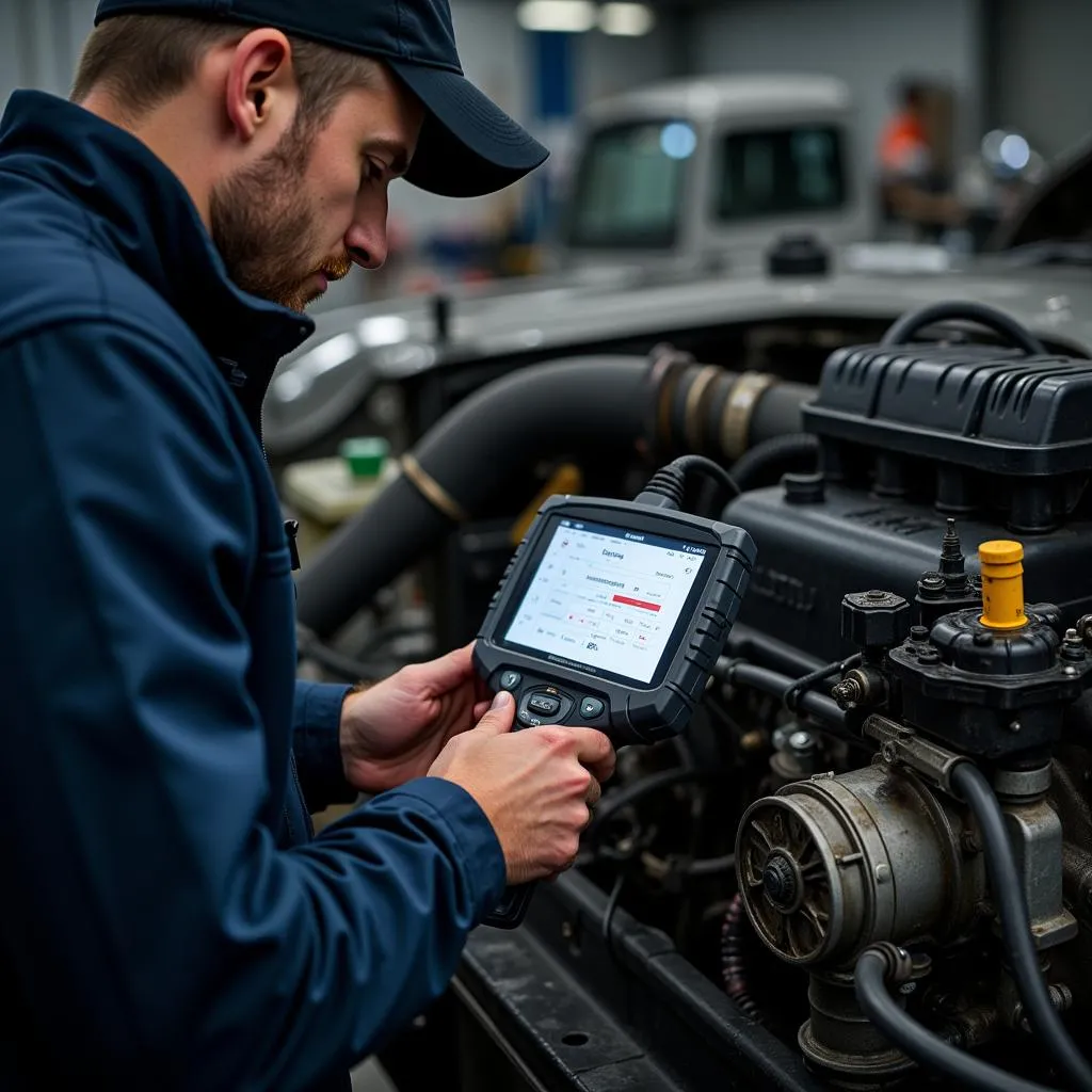 Mécanicien diagnostiquant un moteur à essence