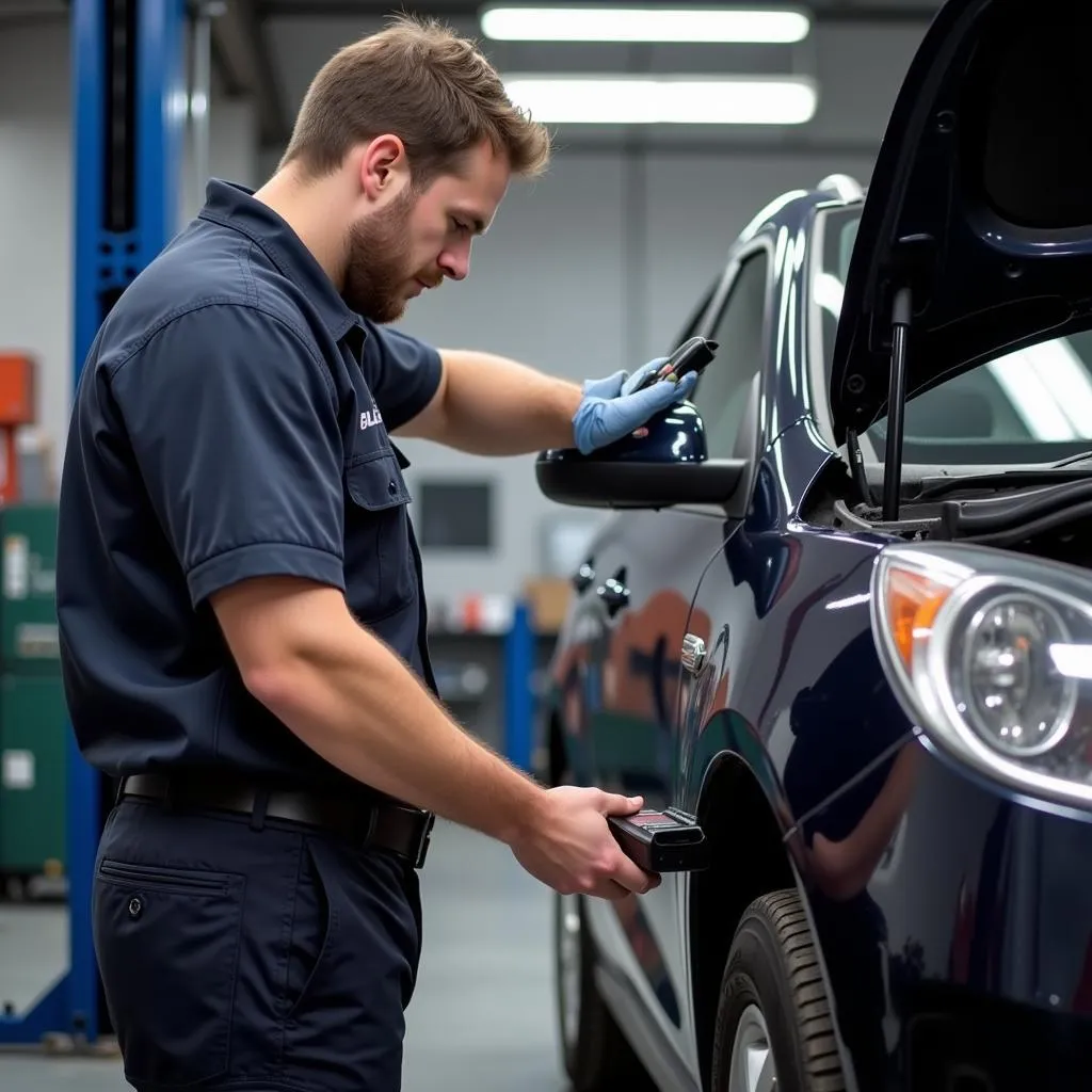 Mécanicien utilisant un outil de diagnostic OBD