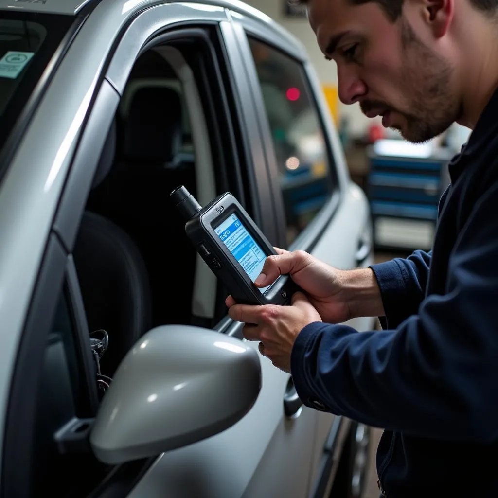 Mécanicien utilisant un scanner OBD