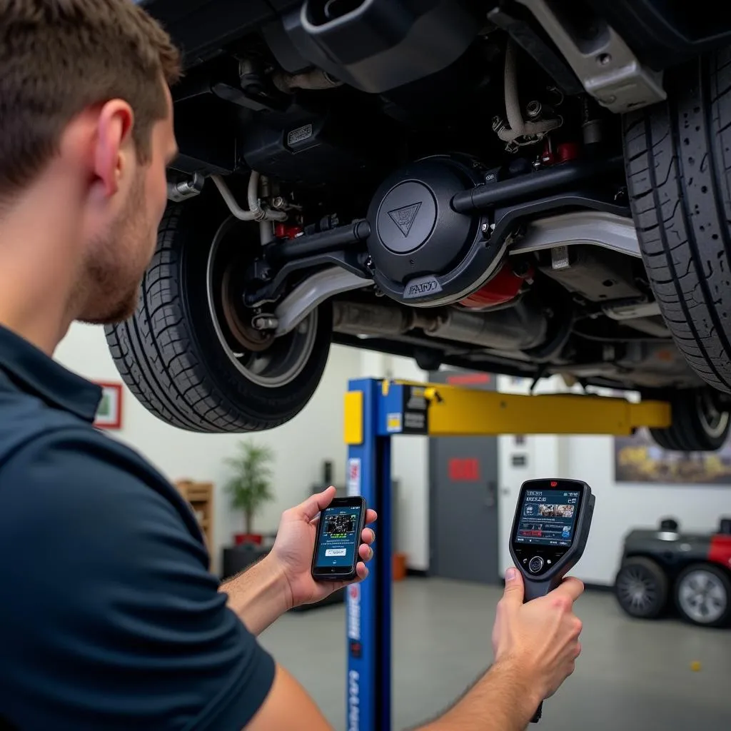 Mécanicien Utilisant Autel pour l'Inspection