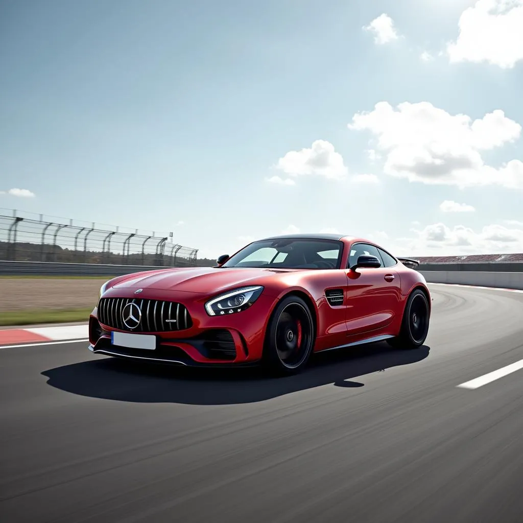 Mercedes-AMG GT rouge sur circuit automobile