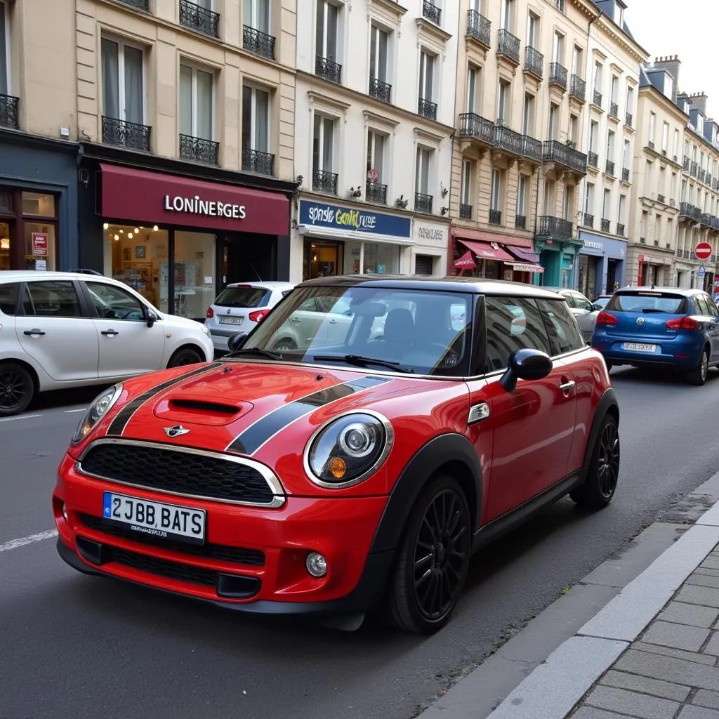 Mini citadine garée dans une rue de Paris