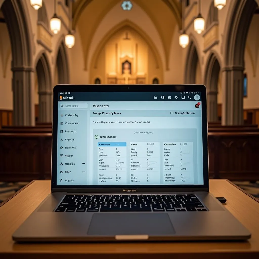 Missel d'autel sur un ordinateur portable