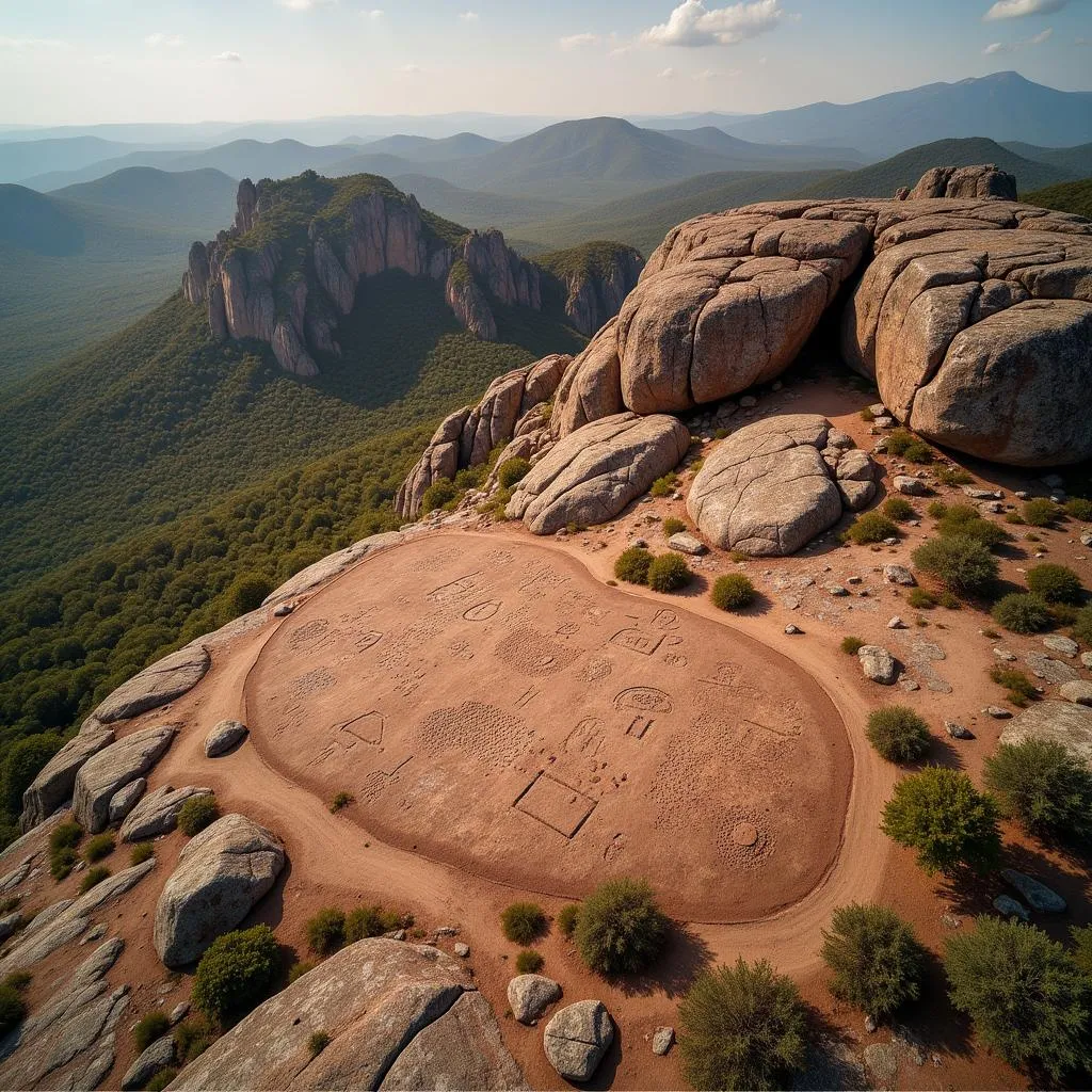 Vue aérienne du Mont Bégo et de ses gravures rupestres