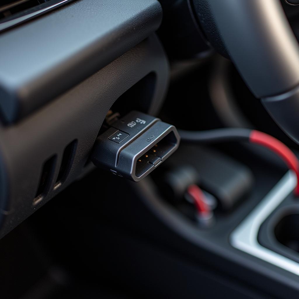 Connecteur OBD-II dans une voiture électrique