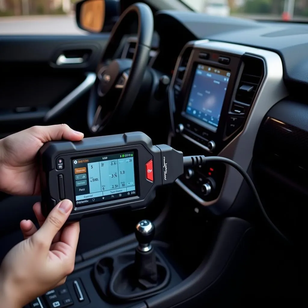 Outil de diagnostic automobile connecté à une voiture