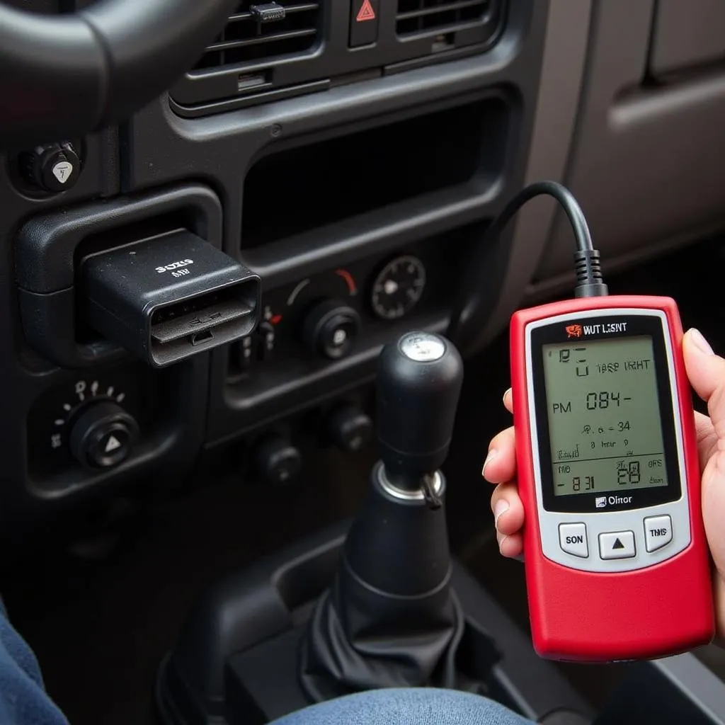 Outil de diagnostic OBD-II branché pour lire les codes