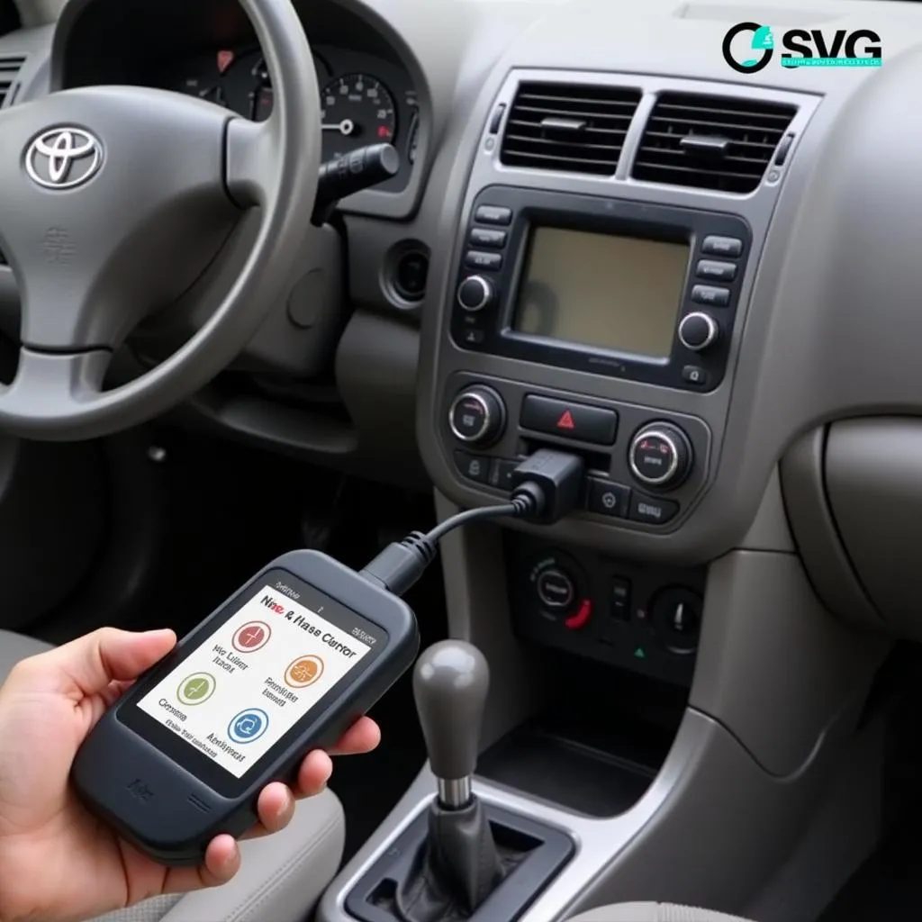 Outil OBD connecté à une Toyota Vios