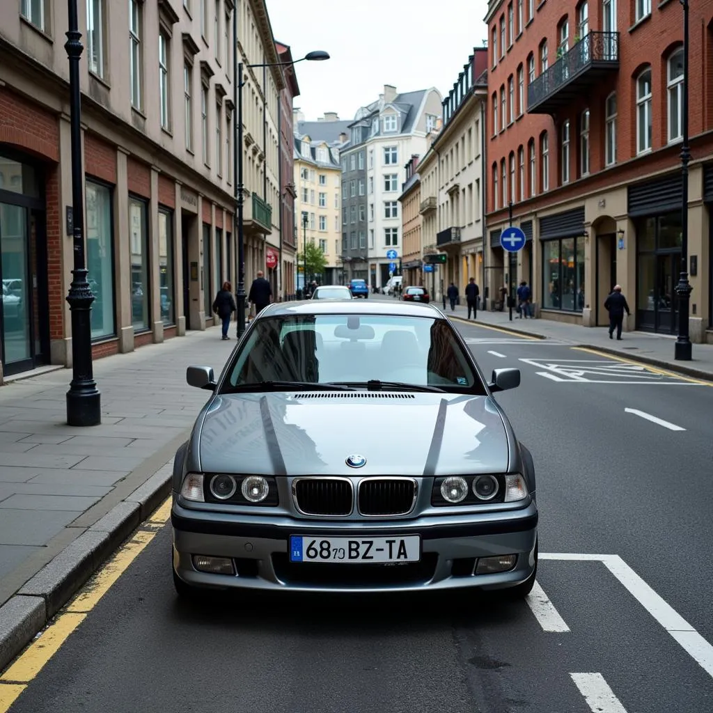 Parking d'une voiture européenne