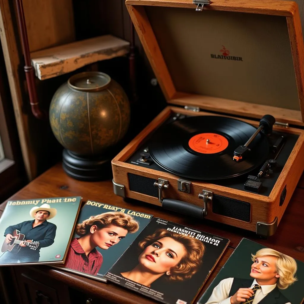 Playlist country avec vinyles de Johnny Cash, Dolly Parton