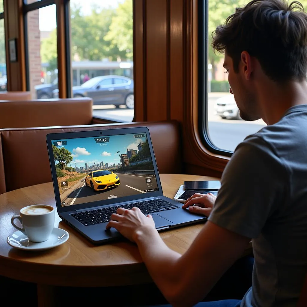 Joueur profitant de jeux de voiture débloquées