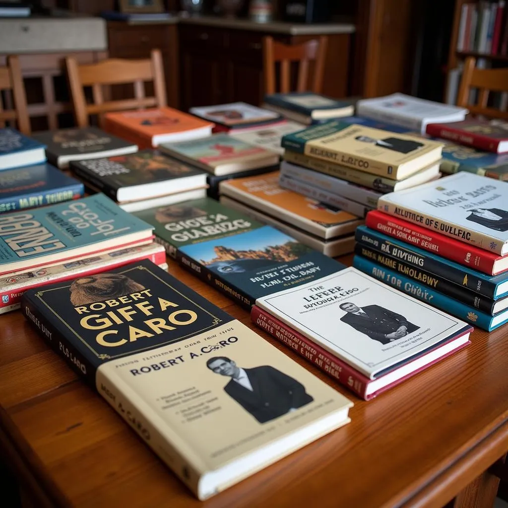 Livres de Robert A. Caro sur une table