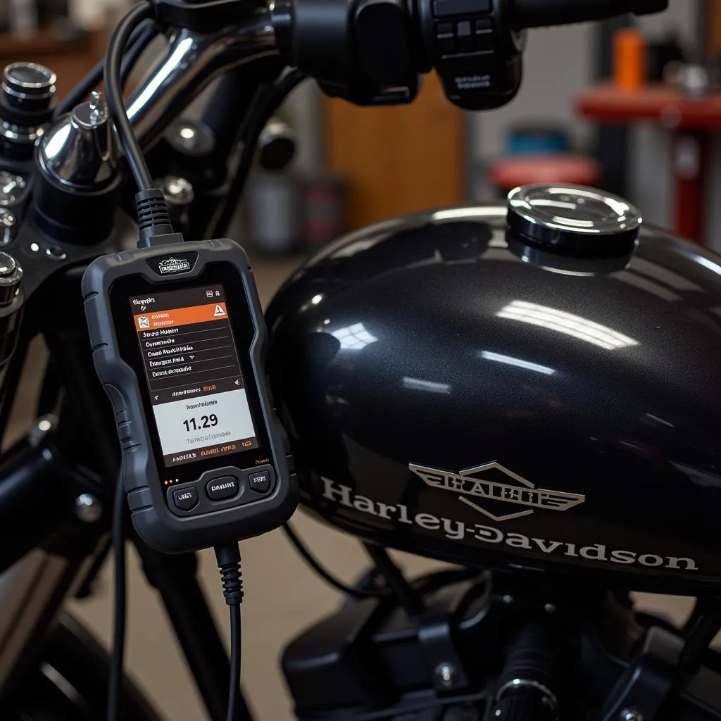 Scanner OBD connecté à une moto Harley-Davidson