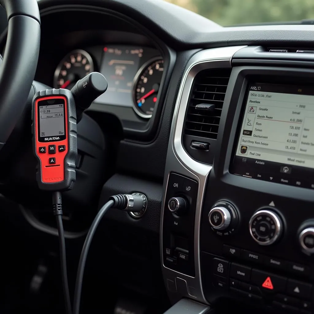 Scanner OBD connecté au port Dodge Ram