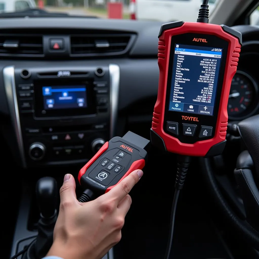 Scanner OBD2 Autel connecté à une Toyota Vios